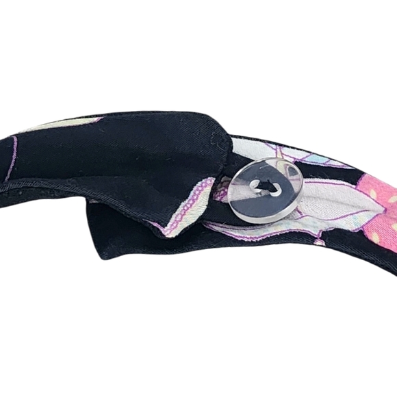 LILY umbrella print mini halter dress vintage, pin-up, size PM black/pink/yellow - Picture 3 of 8